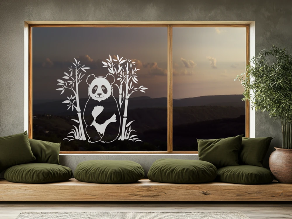 Glastattoo Bambustrauch mit Panda