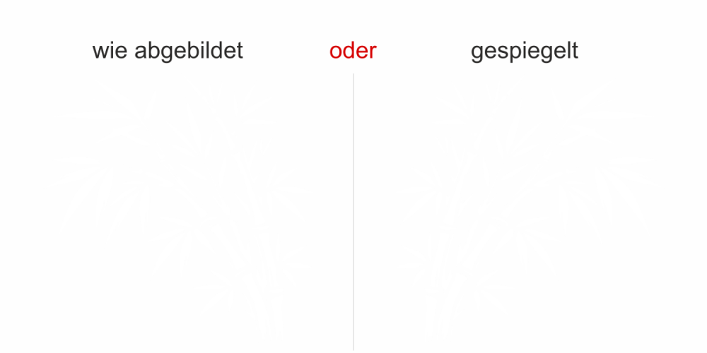 Glastattoo Bambuszweig im Wind - Ansicht Ausrichtung mit Farbauswahl