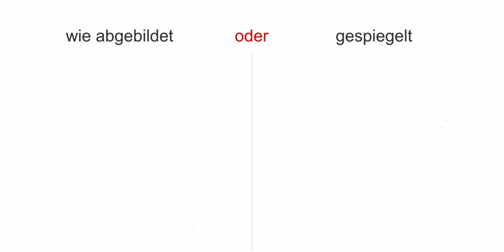 Glastattoo Bambuszweig im Wind - Ansicht Ausrichtung mit Farbauswahl