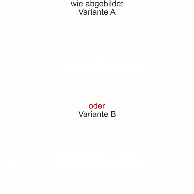 Glastattoo Dubai Skyline - Ansicht Ausrichtung mit Farbauswahl und Variante Glastattoo Dubai Skyline - Ansicht Ausrichtung mit Farbauswahl und Variante