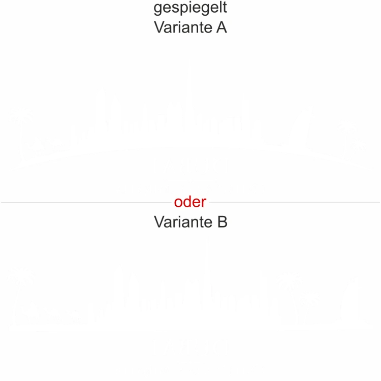 Glastattoo Dubai Skyline - Ansicht Ausrichtung mit Farbauswahl und Variante Glastattoo Dubai Skyline - Ansicht Ausrichtung mit Farbauswahl und Variante