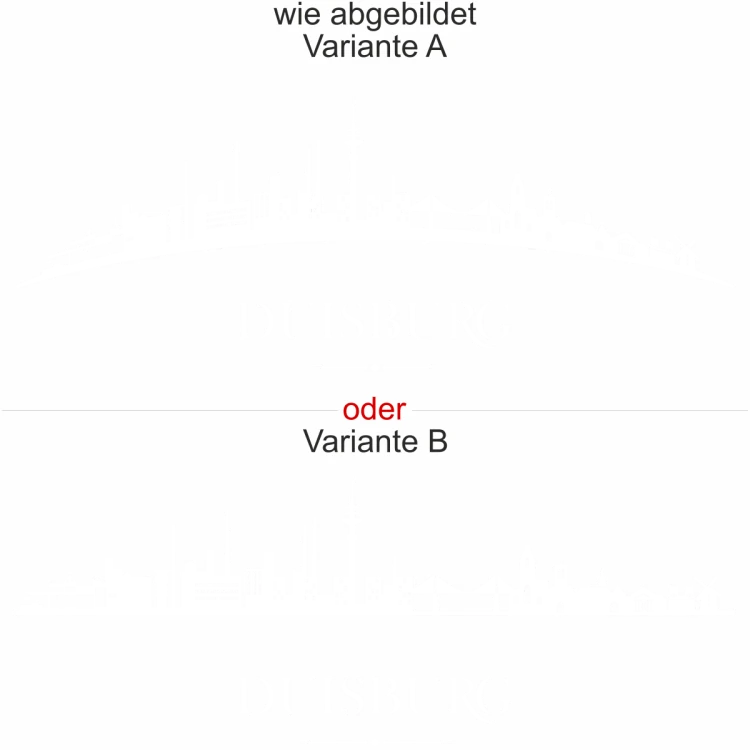 Glastattoo Duisburg Skyline - Ansicht Ausrichtung mit Farbauswahl und Variante