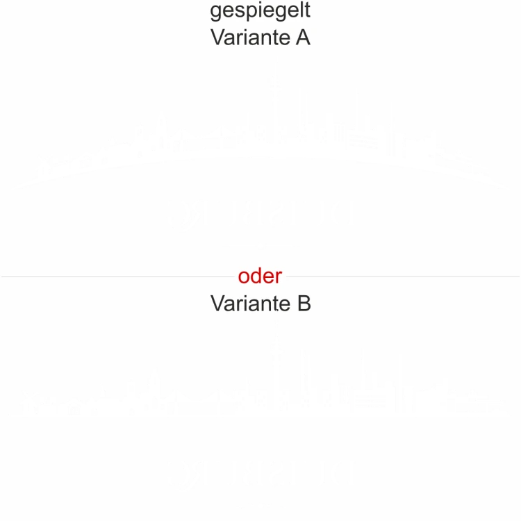 Glastattoo Duisburg Skyline - Ansicht Ausrichtung mit Farbauswahl und Variante