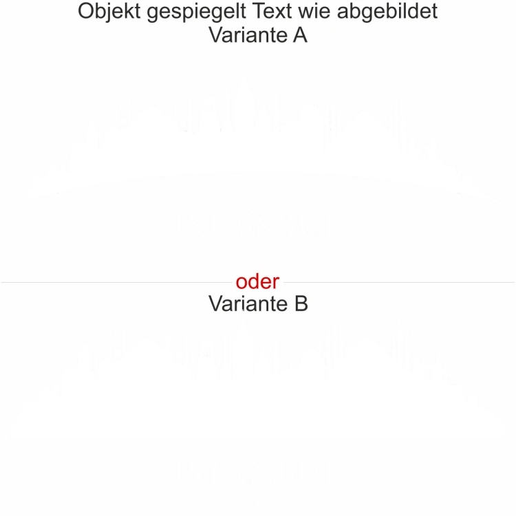 Glastattoo Istanbul Skyline - Ansicht Ausrichtung mit Farbauswahl und Variante