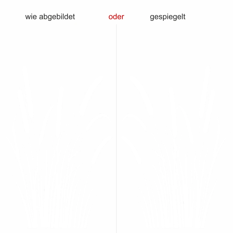 Glastattoo Kolbenschilf  - Ansicht Ausrichtung mit Farbauswahl