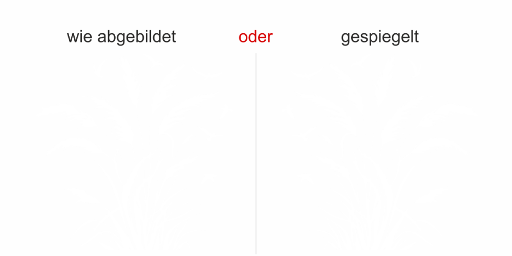 Glastattoo Pampasgras mit Vogelschwarm - Ansicht Ausrichtung mit Farbauswahl