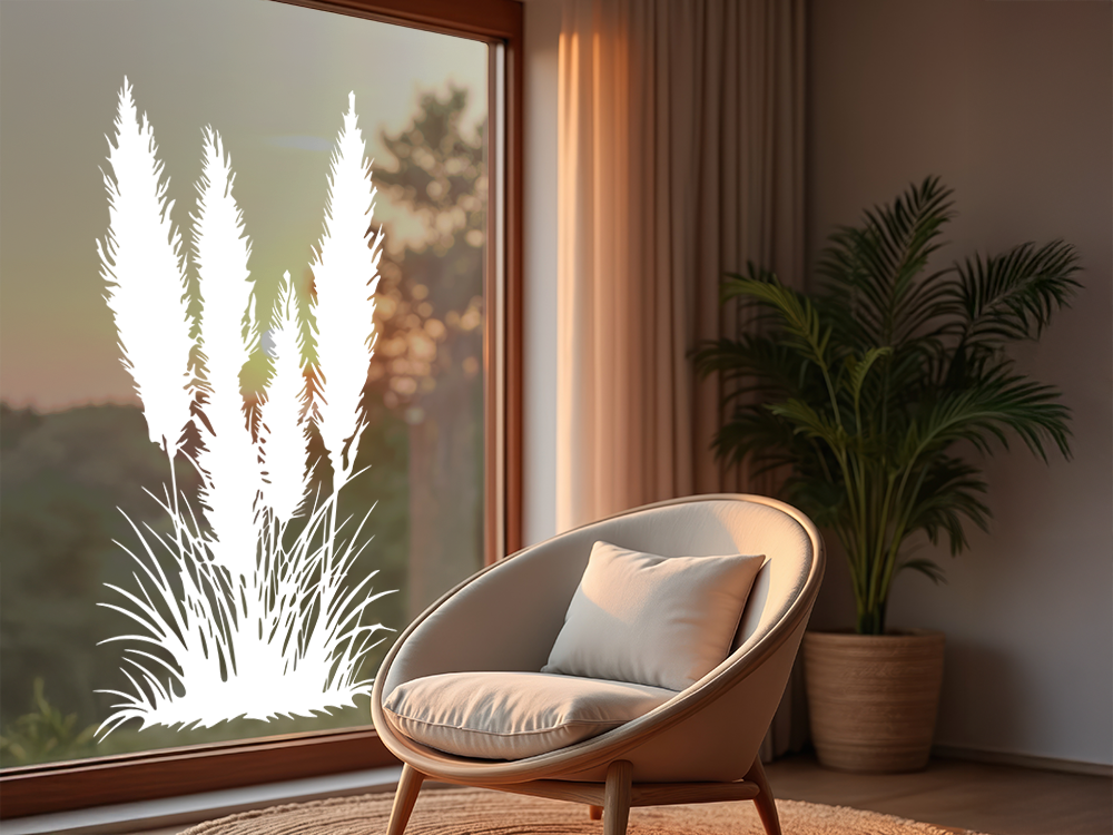 Glastattoo Pampasgras mit Zierwedel - Ansicht Farbauswahl