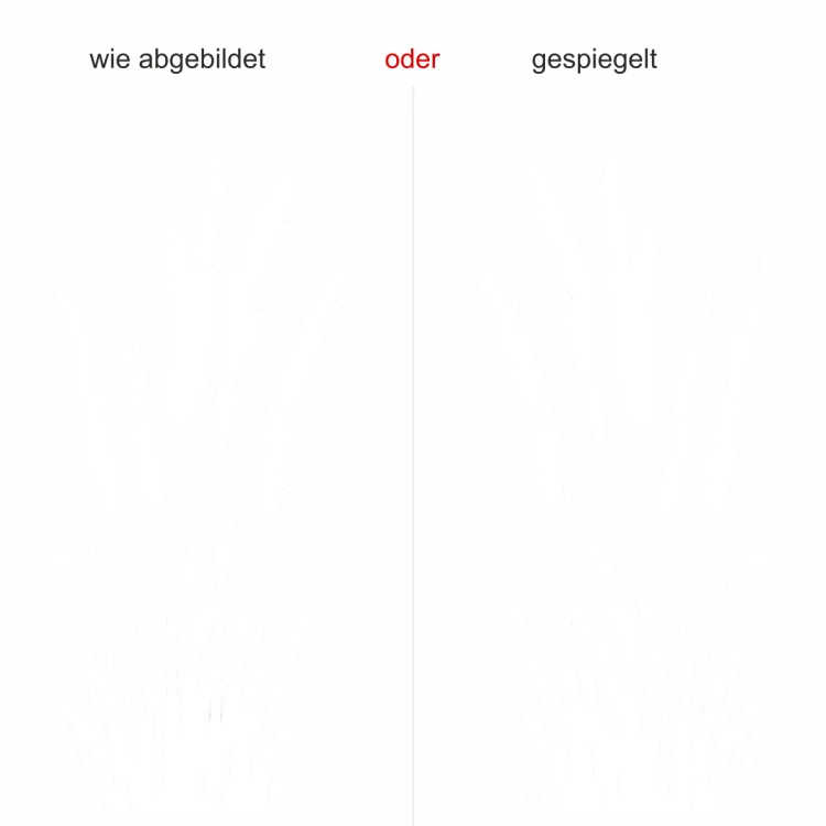 Glastattoo Pampasgrasmotiv - Ansicht Ausrichtung mit Farbauswahl