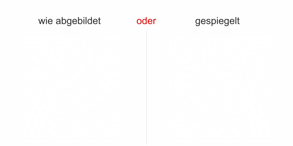 Glastattoo Quadratisches Bambusdekor - Ansicht Ausrichtung mit Farbauswahl