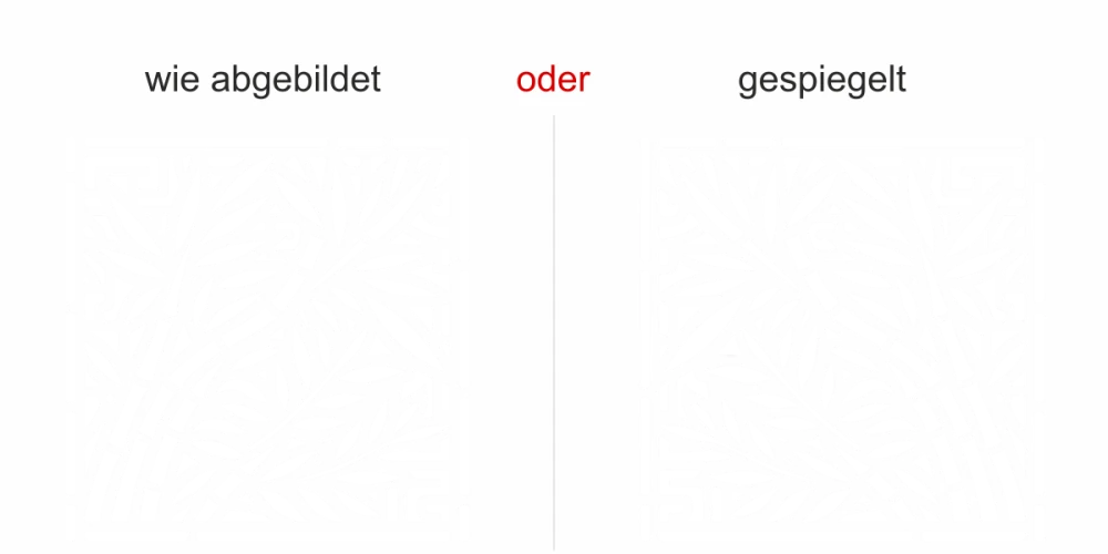 Glastattoo Quadratisches Bambusdekor - Ansicht Ausrichtung mit Farbauswahl
