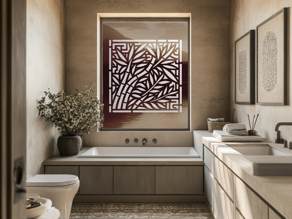 Glastattoo Quadratisches Bambusdekor