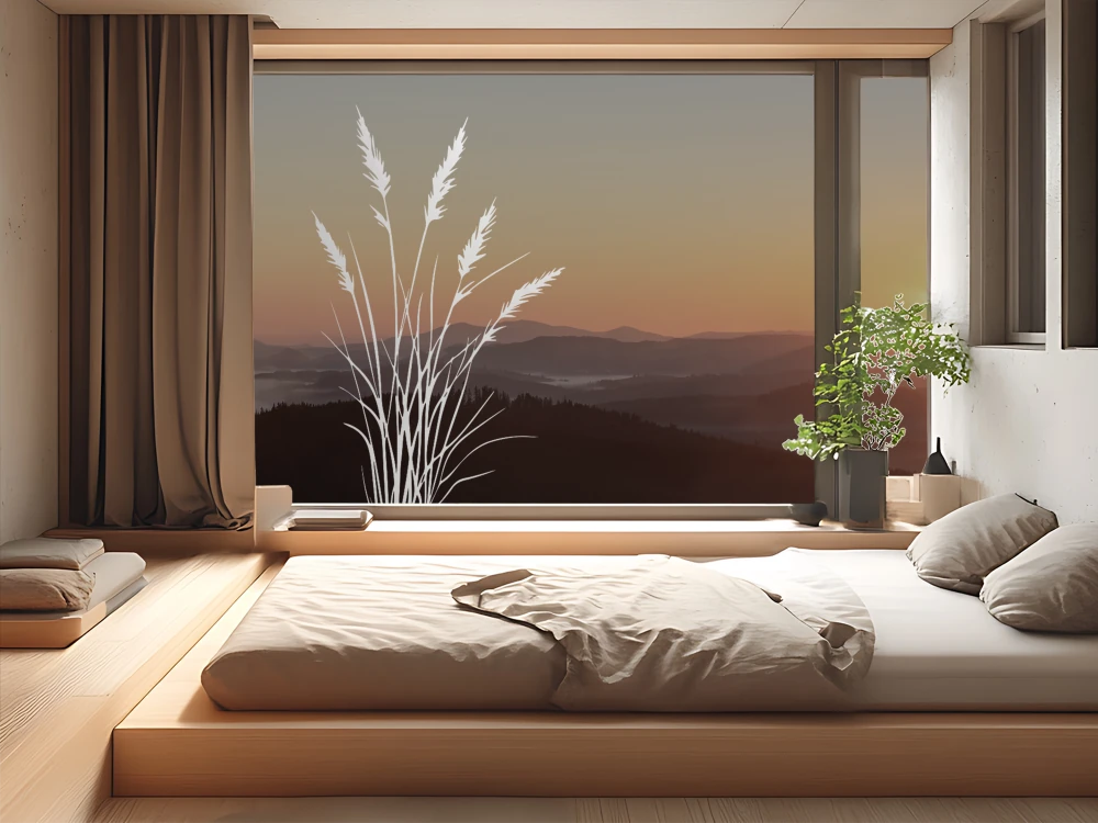 Glastattoo Schlankes Ziergrasmotiv