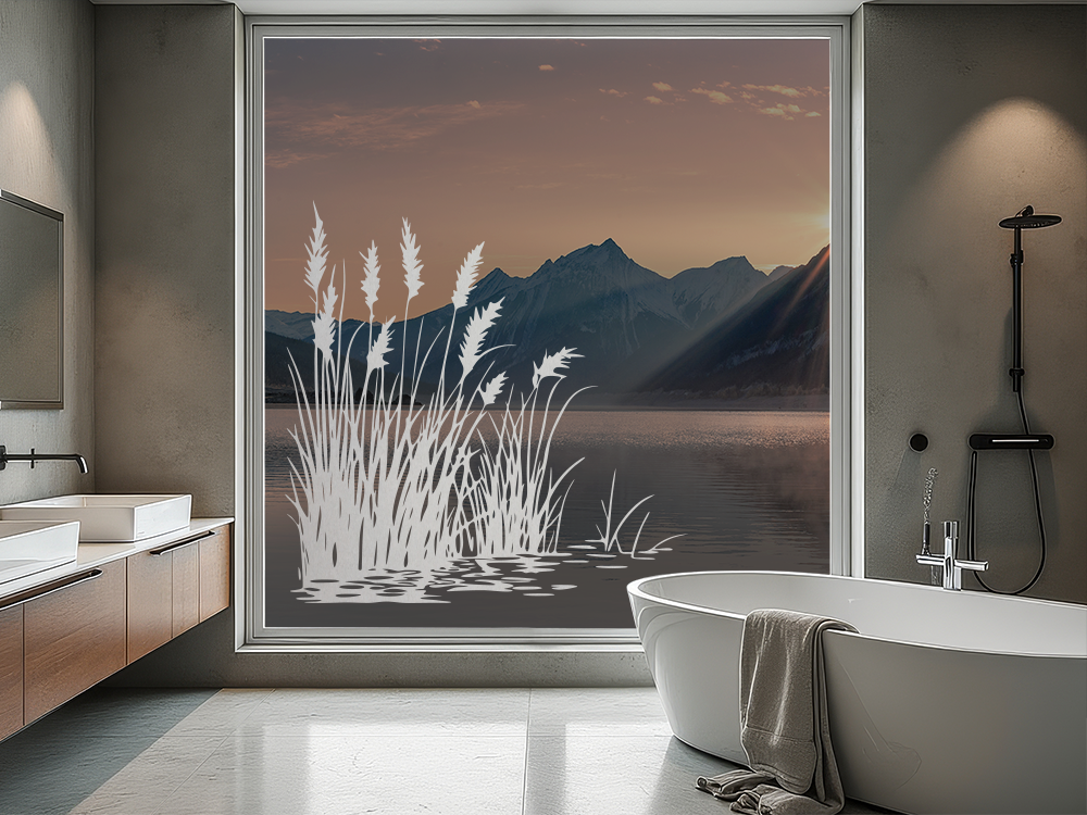 Glastattoo Ufergräser im Wind