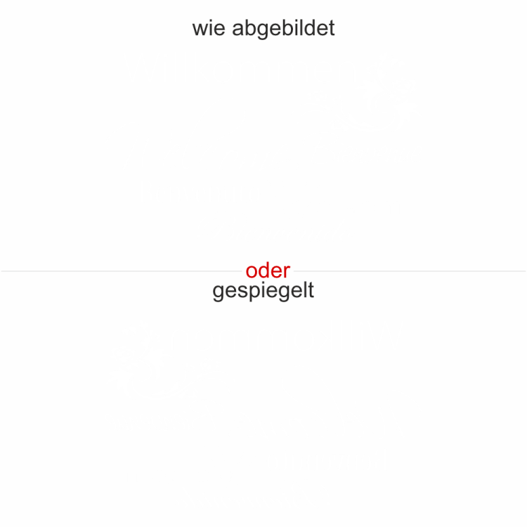 Glastattoo Willkommen - Ansicht Ausrichtung mit Farbauswahl
