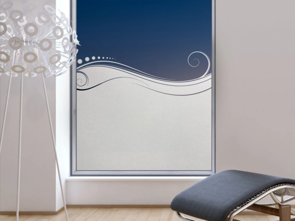 Glastür Sichtschutzfolie Ornament Welle auf Fenster