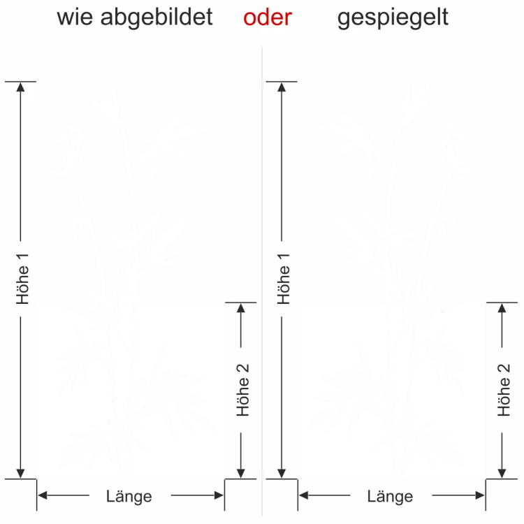 Glastür Sichtschutzfolie Bambuszweige- Ansicht Ausrichtung und Farbauswahl sichtschutzfolie-bambus-zweige