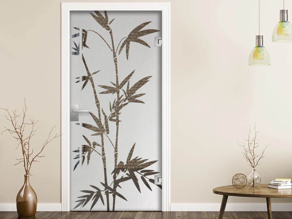 Glastür Sichtschutzfolie Bambuszweige