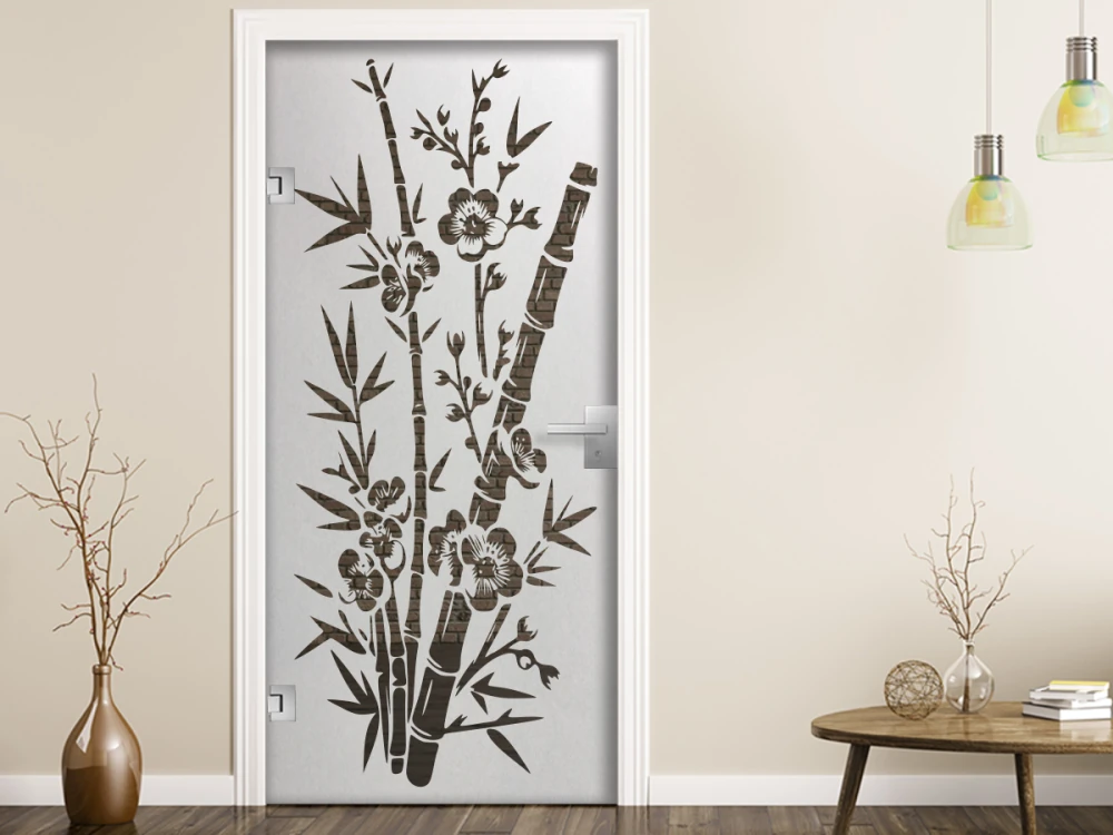 Glastür Sichtschutzfolie Bambuszweige