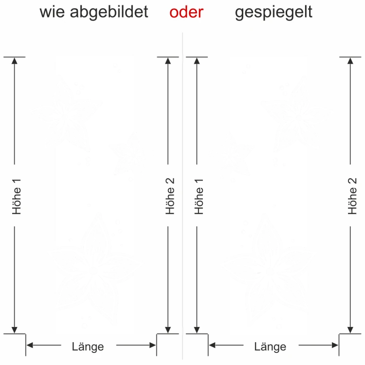 Glastür Sichtschutzfolie Banner Fleurs - Ansicht Ausrichtung und Farbauswahl