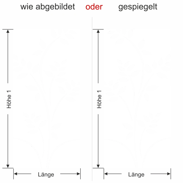 Glastür Sichtschutzfolie Blätterzweig - Ansicht Farbauswahl