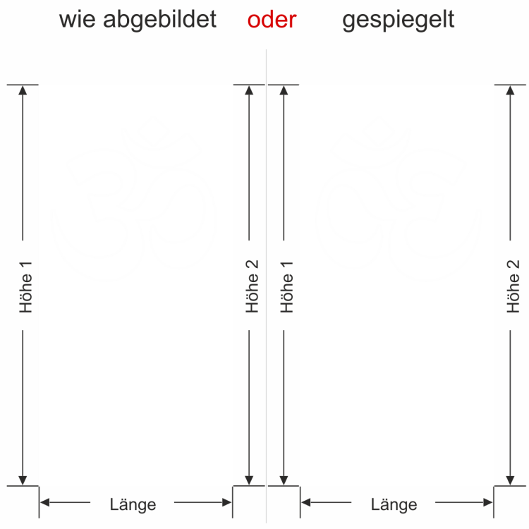Glastür Sichtschutzfolie Om Zeichen - Ansicht Ausrichtung und Farbauswahl - Vorschlag 2
