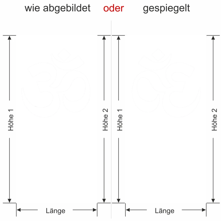 Glastür Sichtschutzfolie Om Zeichen - Ansicht Ausrichtung und Farbauswahl - Vorschlag 2