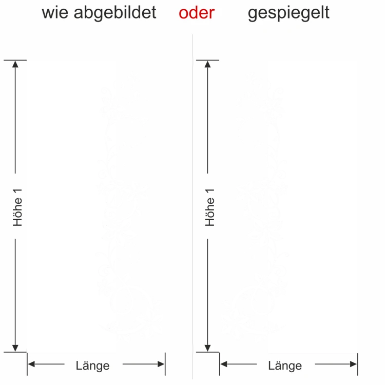 Milchglasfolie Ranken Vielfalt - Ansicht Ausrichtung und Farbauswahl