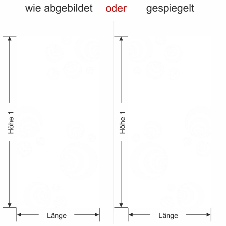 Glastür Sichtschutzfolie Retrobälle - Ansicht Ausrichtung und Farbauswahl