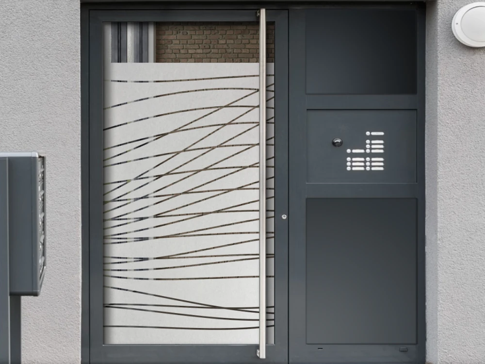 Glastür Sichtschutzfolie Streifendesign