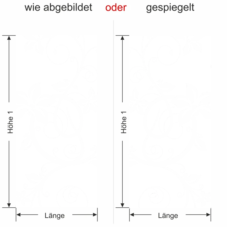 Glastür Sichtschutzfolie Traumland - Ansicht Ausrichtung und Farbauswahl