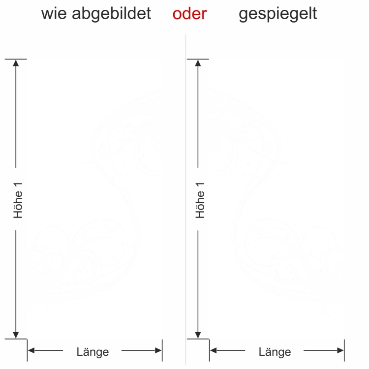 Glastür Sichtschutzfolie Wellenornament - Ansicht Ausrichtung und Farbauswahl