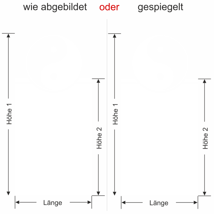 Glastür Sichtschutzfolie Yin & Yang - Ansicht Ausrichtung und Farbauswahl - Vorschlag 1