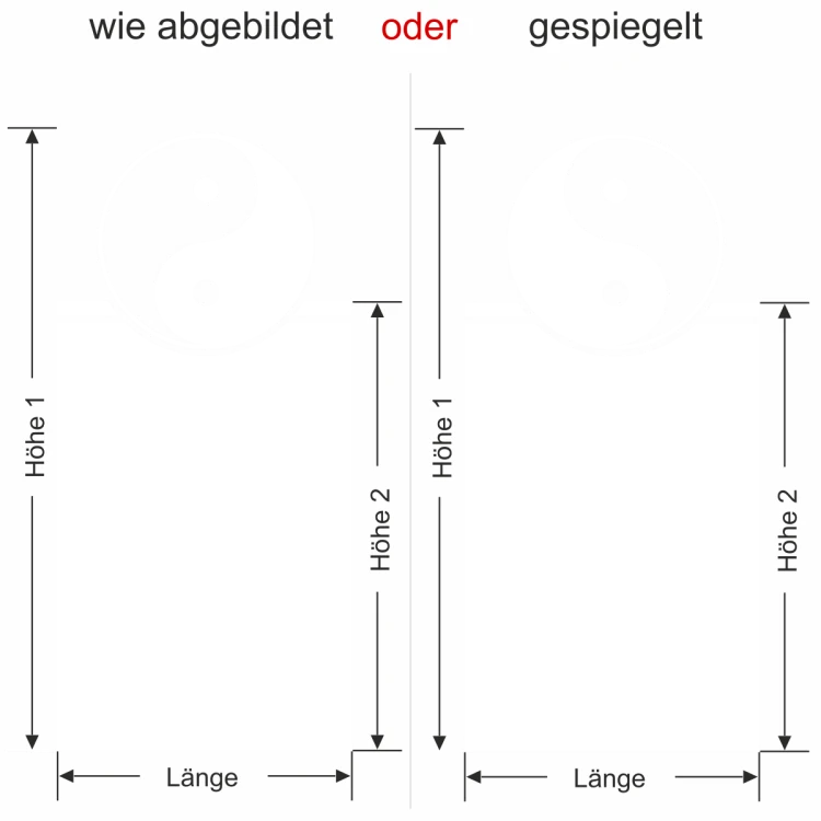 Glastür Sichtschutzfolie Yin & Yang - Ansicht Ausrichtung und Farbauswahl - Vorschlag 1