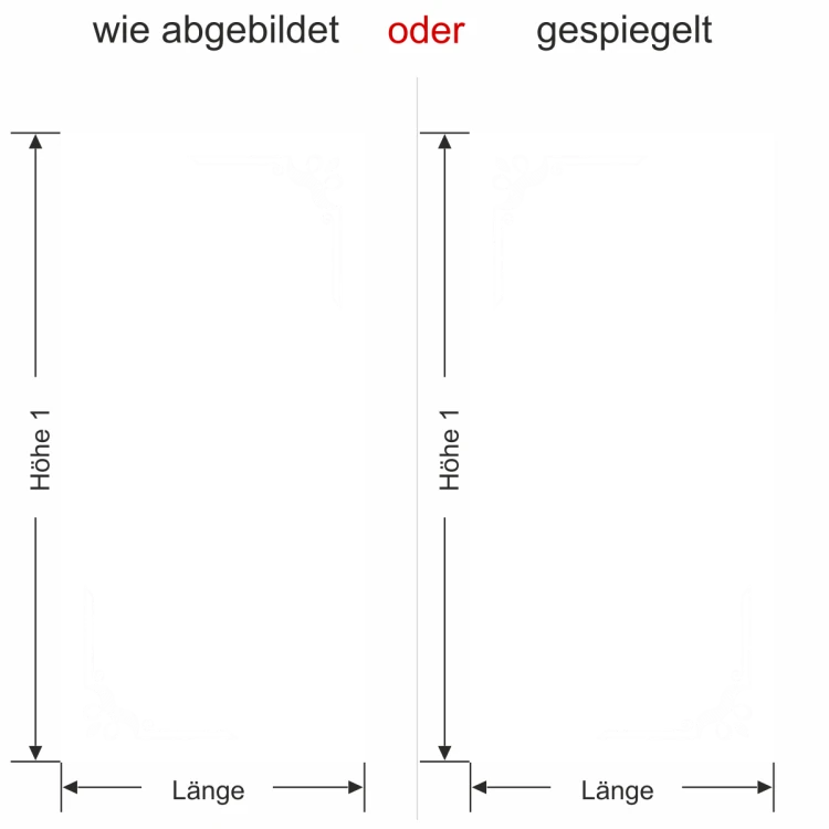 Glastür SichtschutzfolieDekorative Ecken - Ansicht Farbauswahl