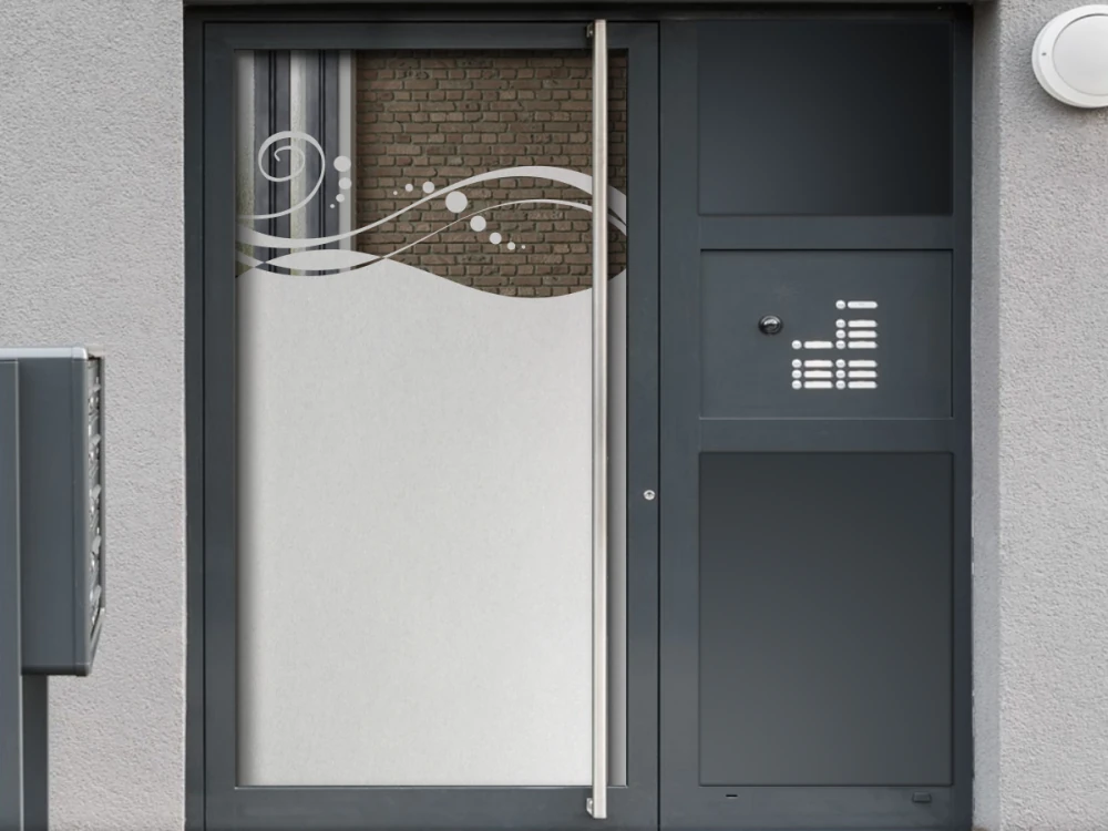 Milchglasfolie Design Welle auf Eingangstür