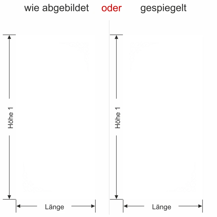 Milchglasfolie Ecken - Ansicht Farbauswahl