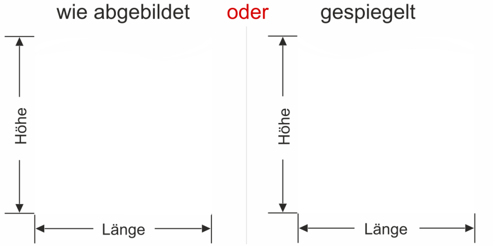 Milchglasfolie Elegante Welle - Ansicht Farbauswahl, Ausrichtung und Anleitung zur Größenberechnung