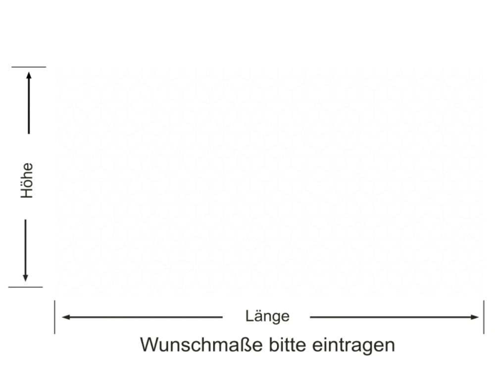 Milchglasfolie Geometrische Würfel  - Ansicht Farbauswahl und Anleitung zur Größenberechnung