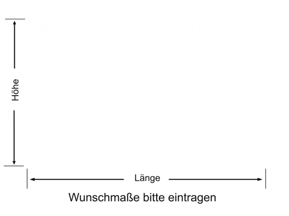 Milchglasfolie Griechische Bordüre - Ansicht Farbauswahl und Anleitung zur Größenberechnung