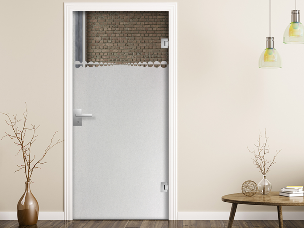 Milchglasfolie Kreisdekor auf Zimmertür