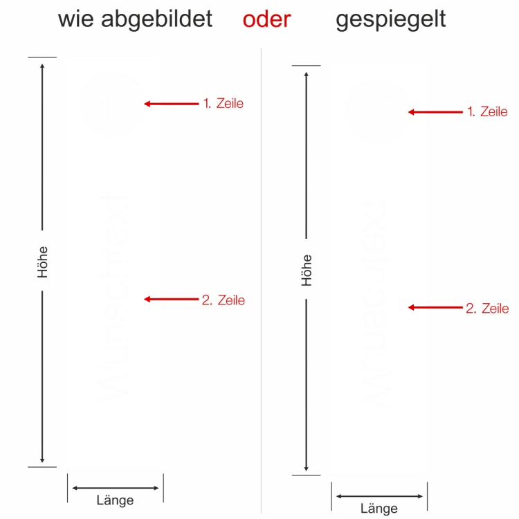 Milchglasfolie mit Hausnummer und Wunschtext - Ansicht Farbauswahl