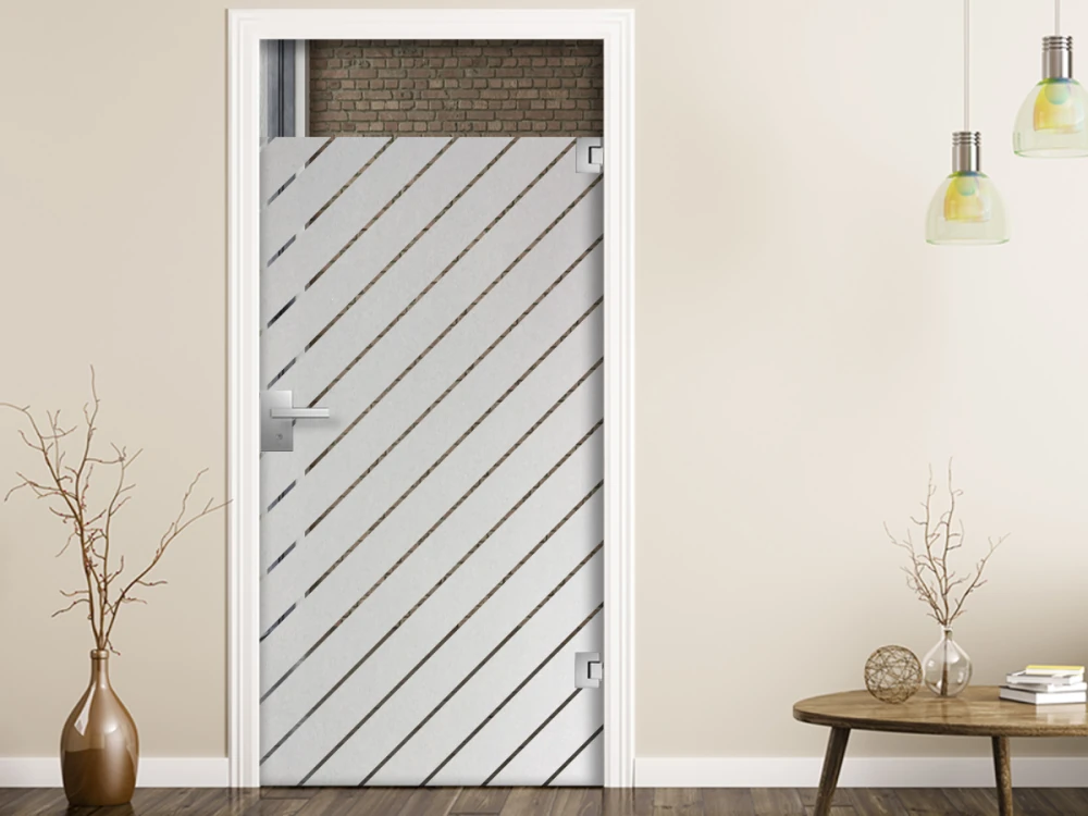 Milchglasfolie Schrägstreifen auf Zimmertür