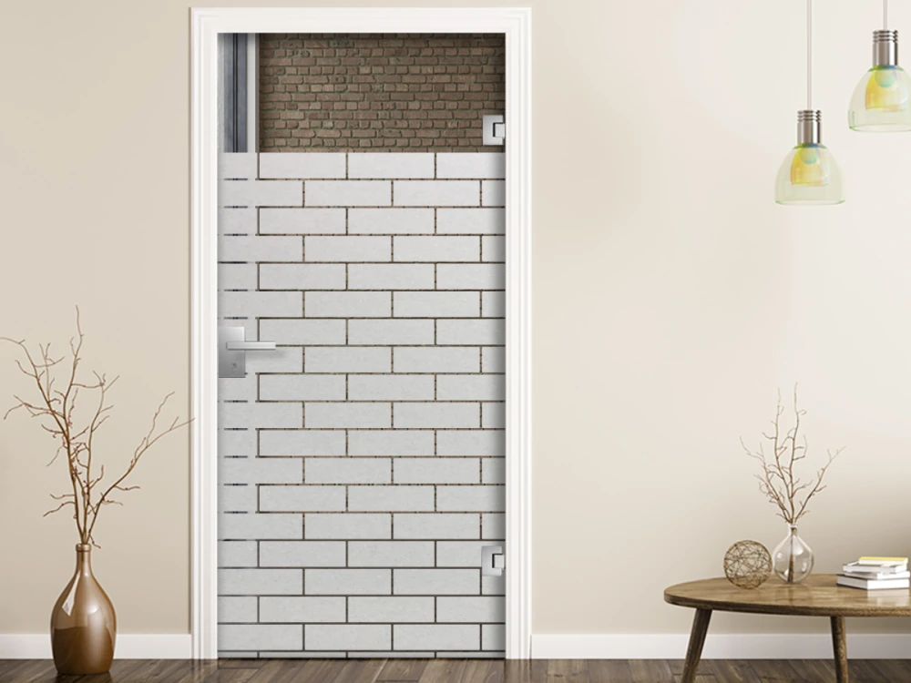 Milchglasfolie Steinmauer auf Zimmertür