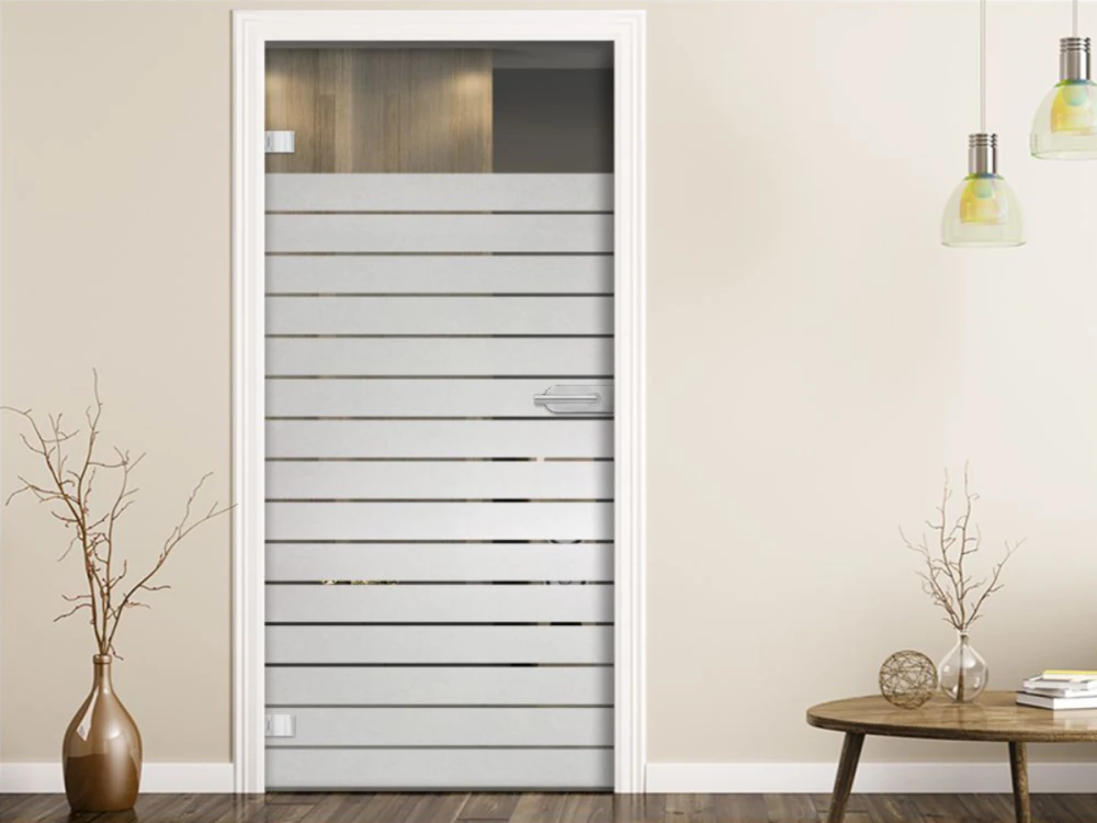 Milchglasfolie Streifen 10/1 auf Zimmertür