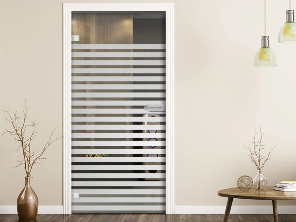 Milchglasfolie Streifen 5/3 auf Zimmertür