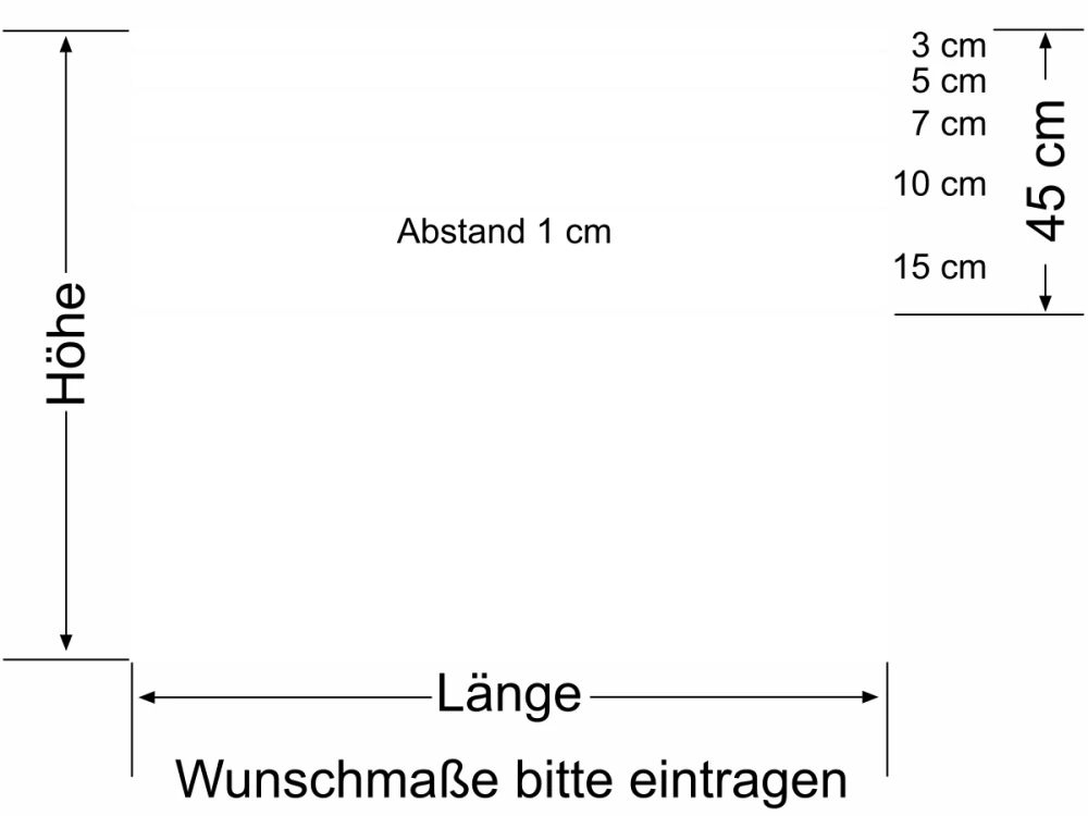 Milchglasfolie Streifen Verlauf 45/1 - Ansicht Farbauswahl und Anleitung zur Größenberechnung