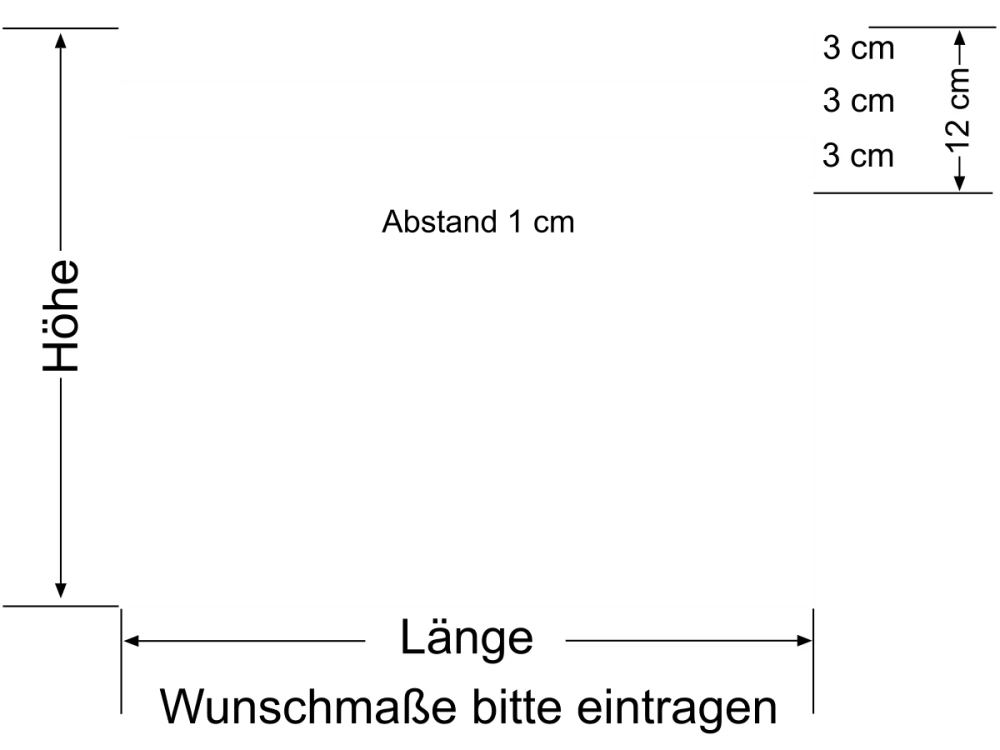Milchglasfolie Streifenverlauf 12/1 - Ansicht Farbauswahl und Anleitung zur Größenberechnung