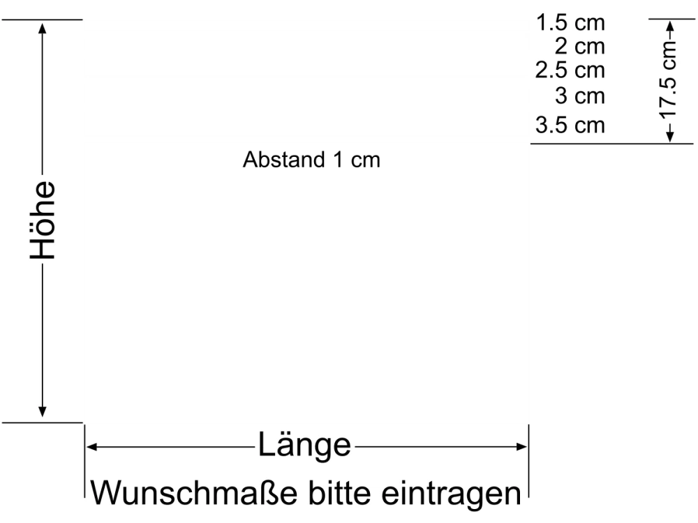 Milchglasfolie Streifen Verlauf 17,5/1 - Ansicht Farbauswahl und Anleitung zur Größenberechnung