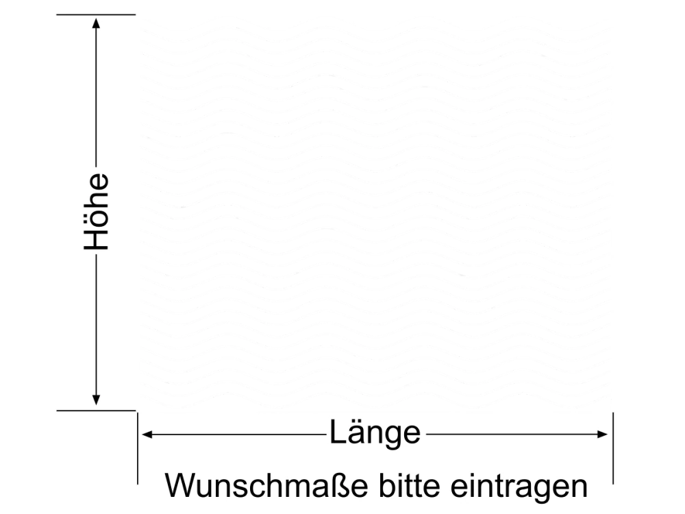 Milchglasfolie Wellen 3/0,5 - Ansicht Farbauswahl und Anleitung zur Größenberechnung