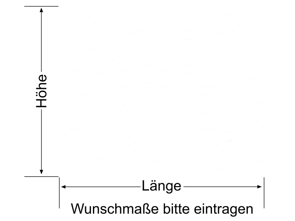 Milchglasfolie Wellen 5/0,5 - Ansicht Farbauswahl und Anleitung zur Größenberechnung